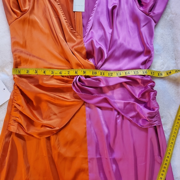 New Never Fully Dressed Orange and Magenta Satin Dress Size US 12 - Picture 10 of 13